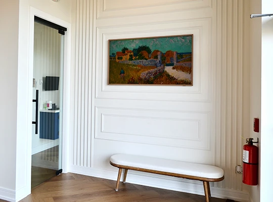 Artwork on the wall in the Smile Circle Dental lobby